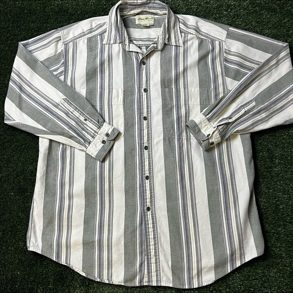 Vintage Eddie Bauer Striped Button Down Men’s L Tall, No Flaws!